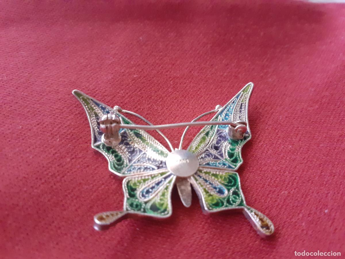 Antig&uuml;edades: Broche mariposa de plata esmaltada - Foto 3