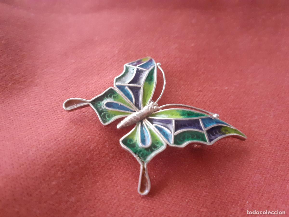 Antig&uuml;edades: Broche mariposa de plata esmaltada - Foto 4