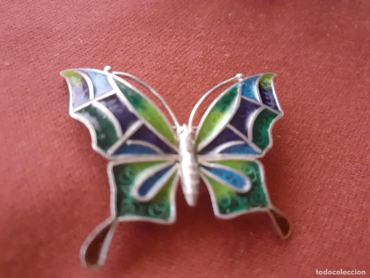 Antig&uuml;edades: Broche mariposa de plata esmaltada - Foto 1