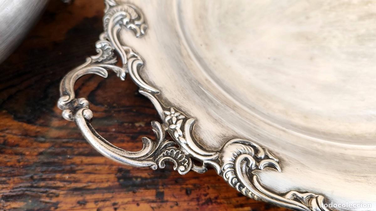 Antig&uuml;edades: Gran sopera con bandeja en metal plateado - Foto 7
