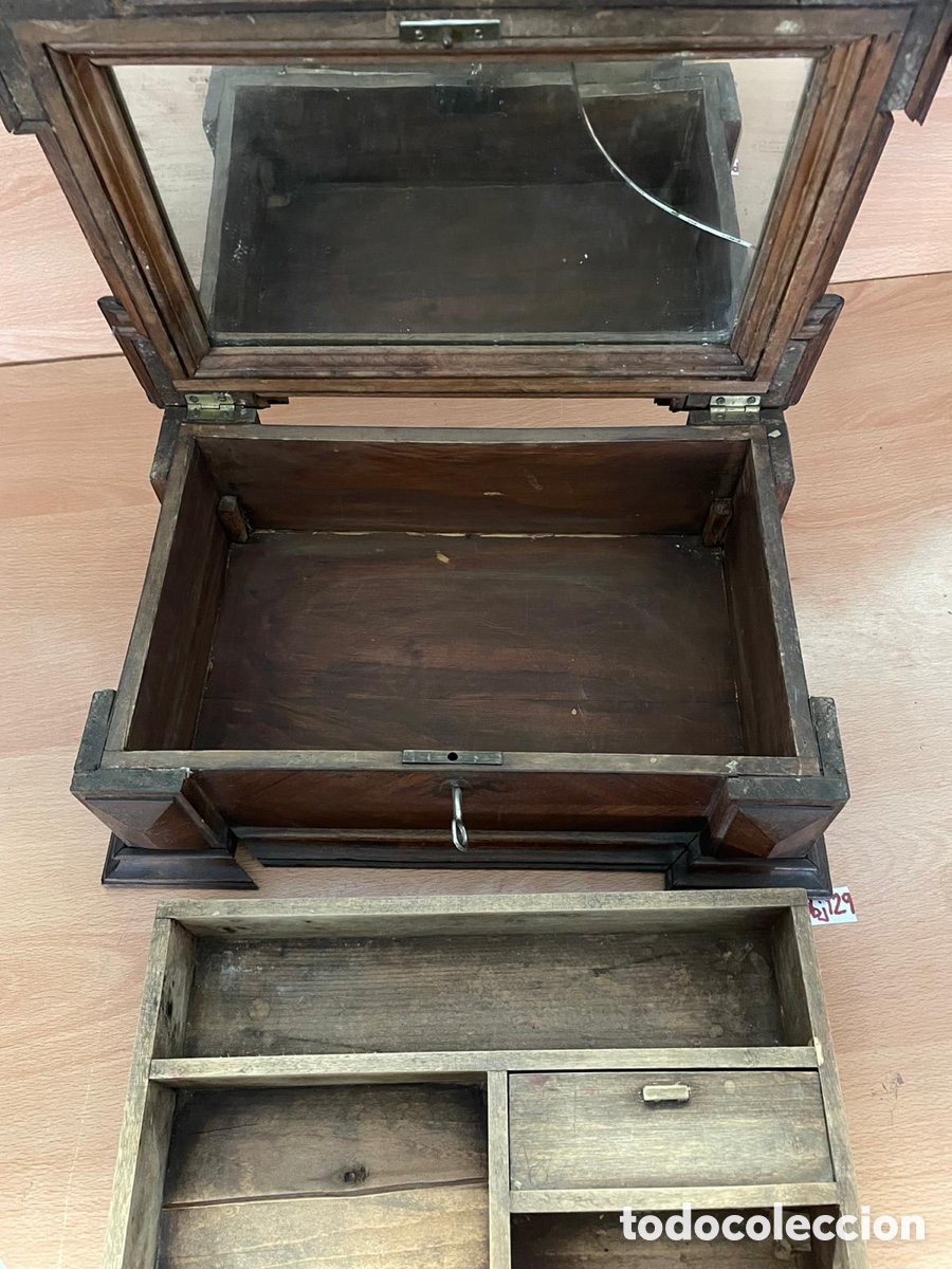 Antig&uuml;edades: Caja de joyero madera antigua - Foto 4