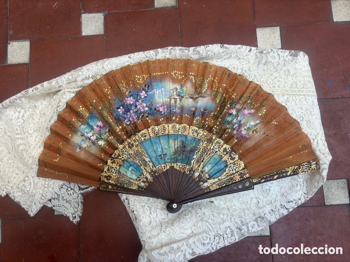 Antig&uuml;edades: BELL&Iacute;SIMO ABANICO ANTIGUO - Foto 3