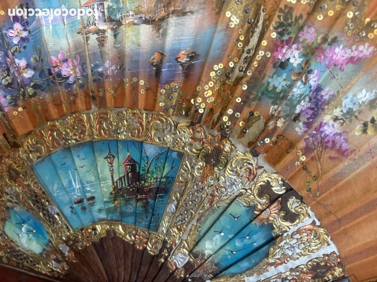 Antig&uuml;edades: BELL&Iacute;SIMO ABANICO ANTIGUO - Foto 6