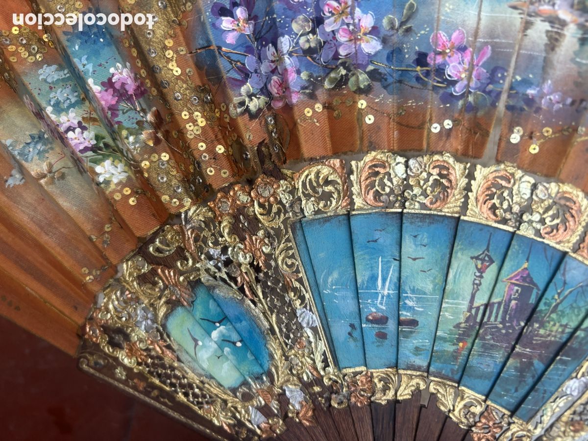 Antig&uuml;edades: BELL&Iacute;SIMO ABANICO ANTIGUO - Foto 7