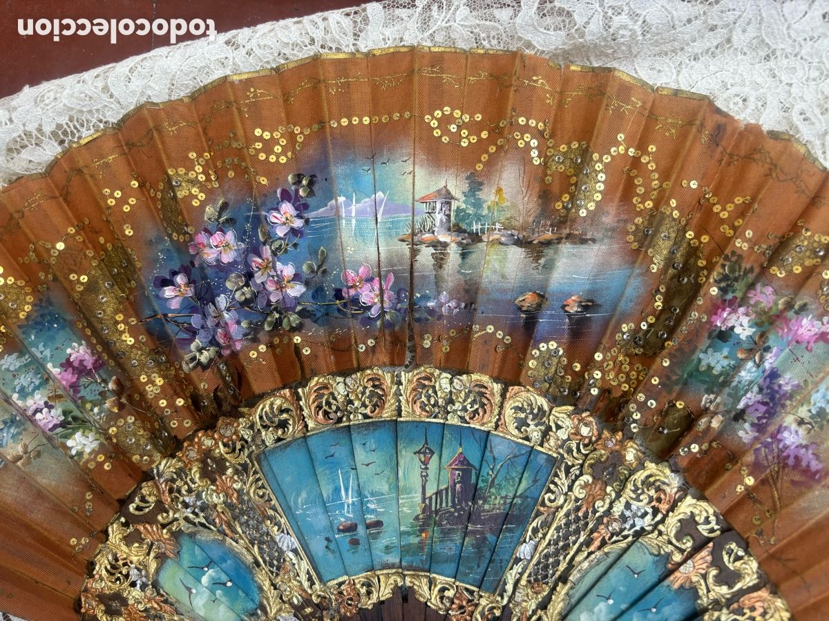 Antig&uuml;edades: BELL&Iacute;SIMO ABANICO ANTIGUO - Foto 8