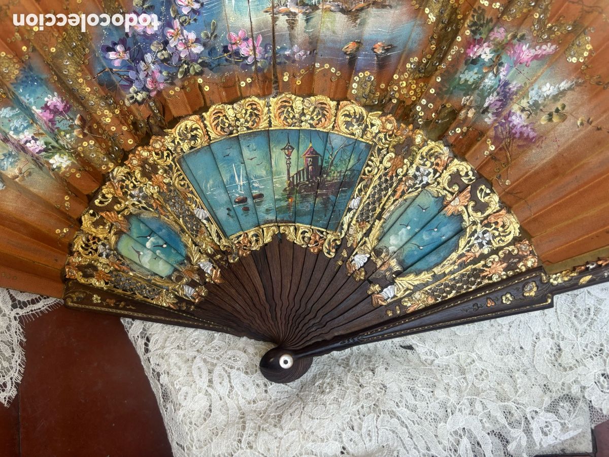 Antig&uuml;edades: BELL&Iacute;SIMO ABANICO ANTIGUO - Foto 9