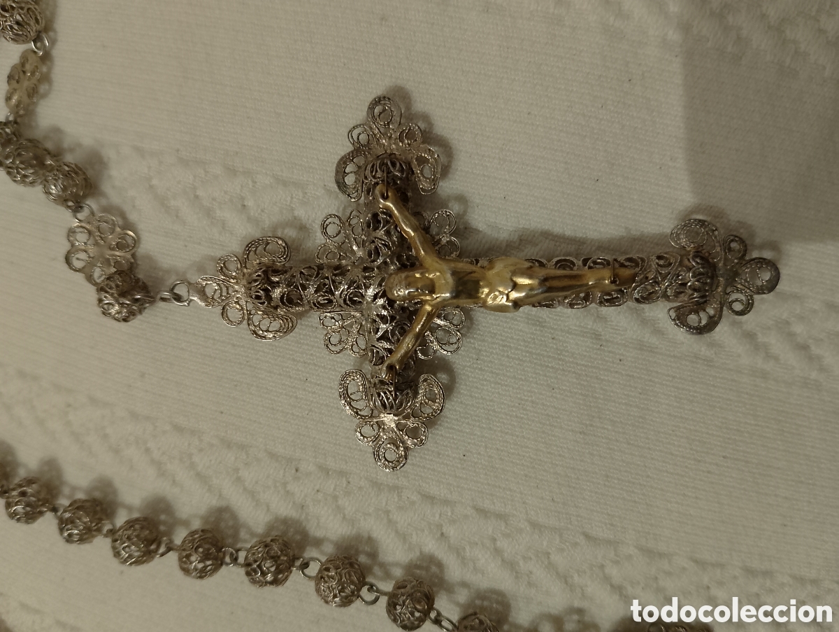 Antig&uuml;edades: Rosario de filigrana de plata - Foto 2