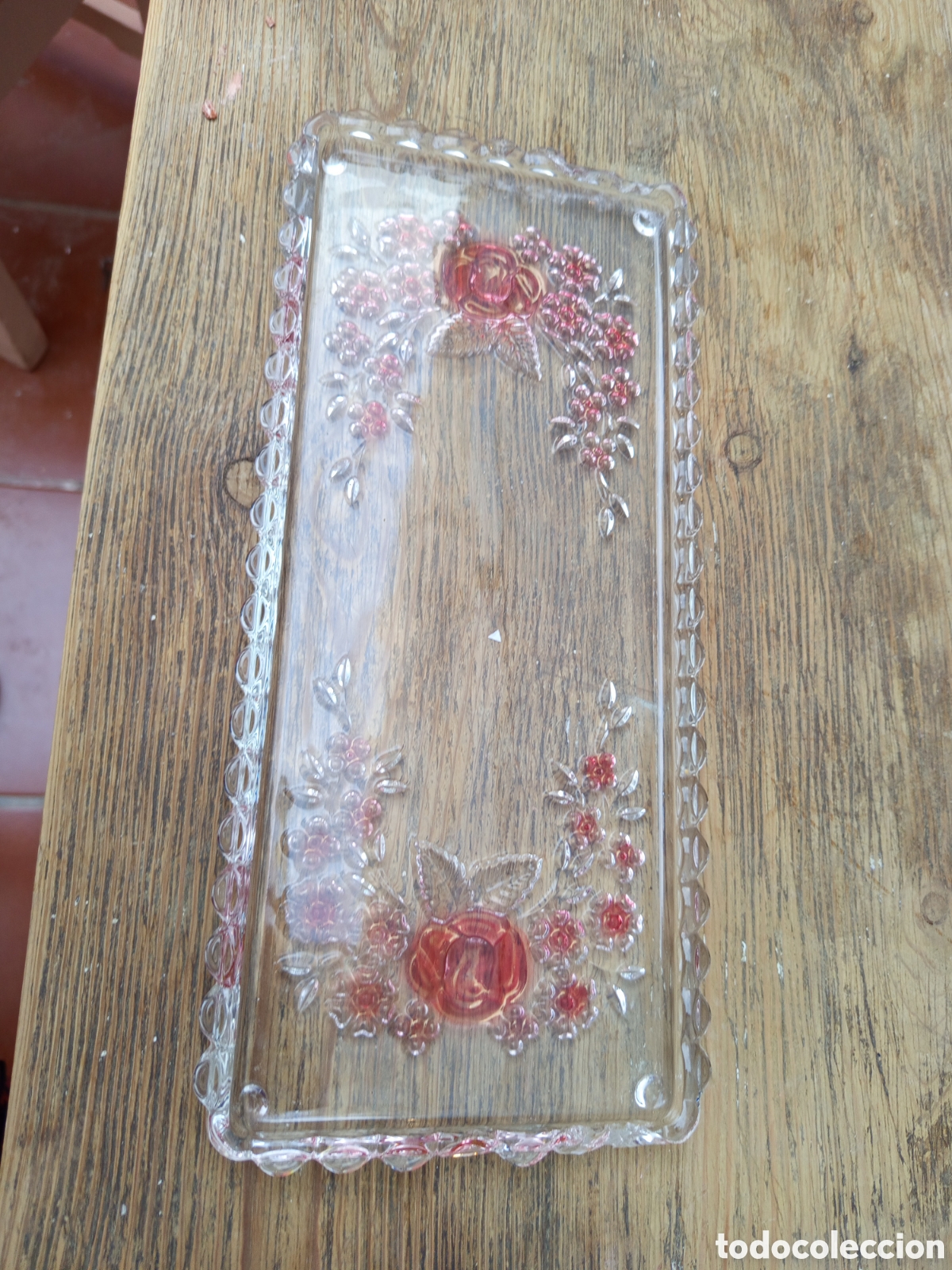 Antig&uuml;edades: Bandeja de cristal grueso - Foto 2