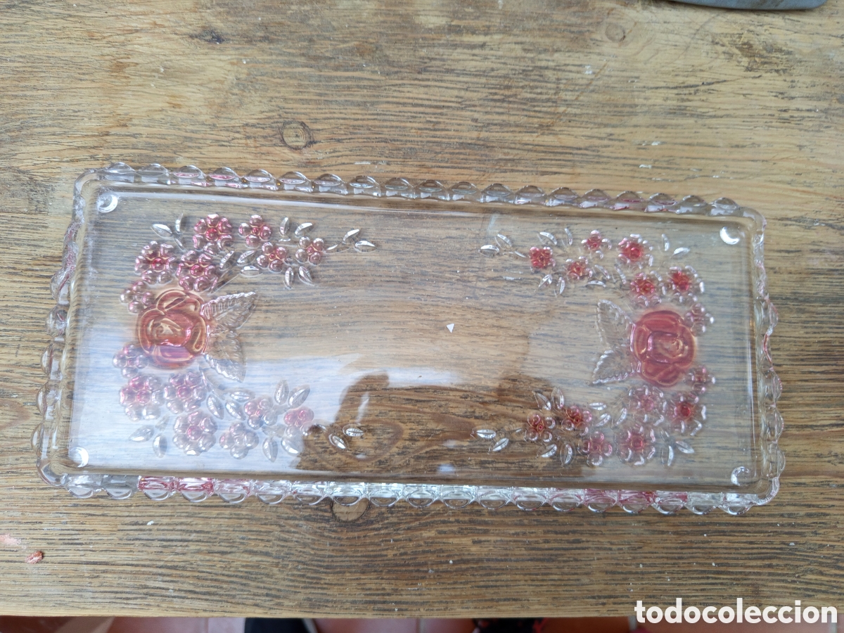 Antig&uuml;edades: Bandeja de cristal grueso - Foto 1