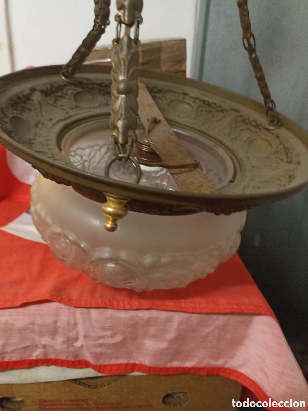 Antig&uuml;edades: Lampara antigua de lat&oacute;n. - Foto 2
