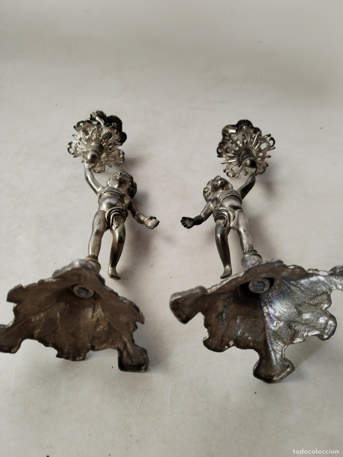 Antig&uuml;edades: pareja de candelabros querubin - Foto 4