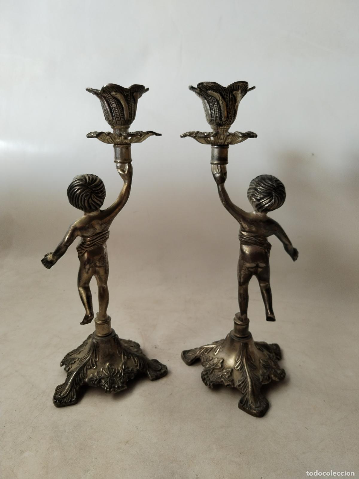 Antig&uuml;edades: pareja de candelabros querubin - Foto 6