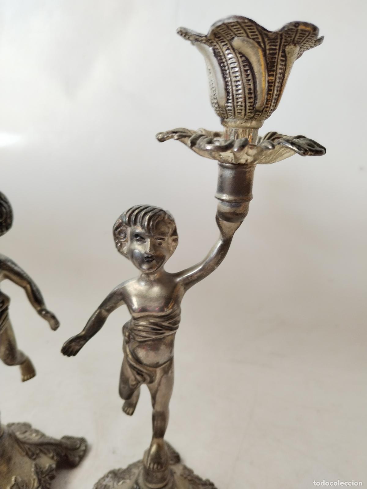 Antig&uuml;edades: pareja de candelabros querubin - Foto 8