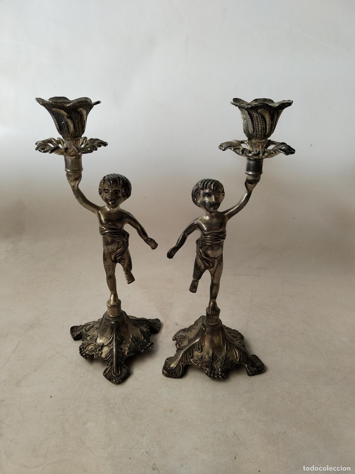 Antig&uuml;edades: pareja de candelabros querubin - Foto 10