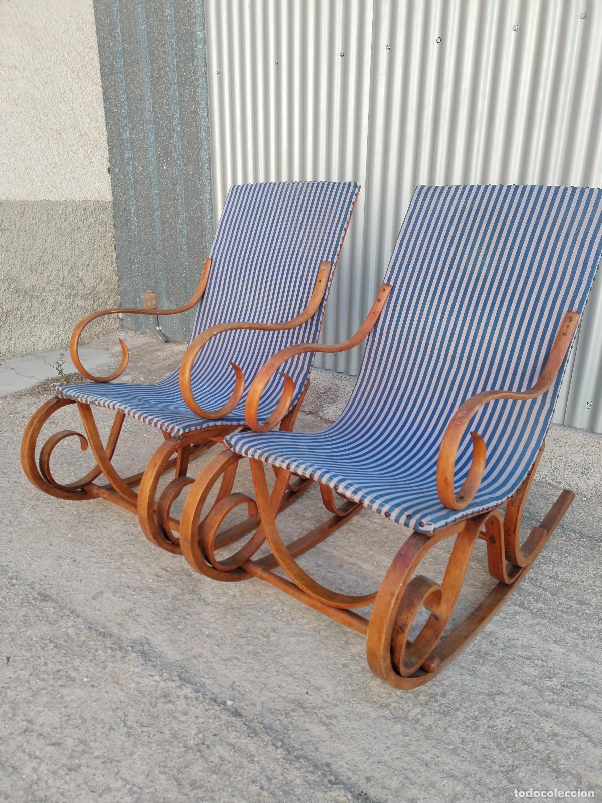 Antig&uuml;edades: pareja de mecedoras vintage - Foto 8