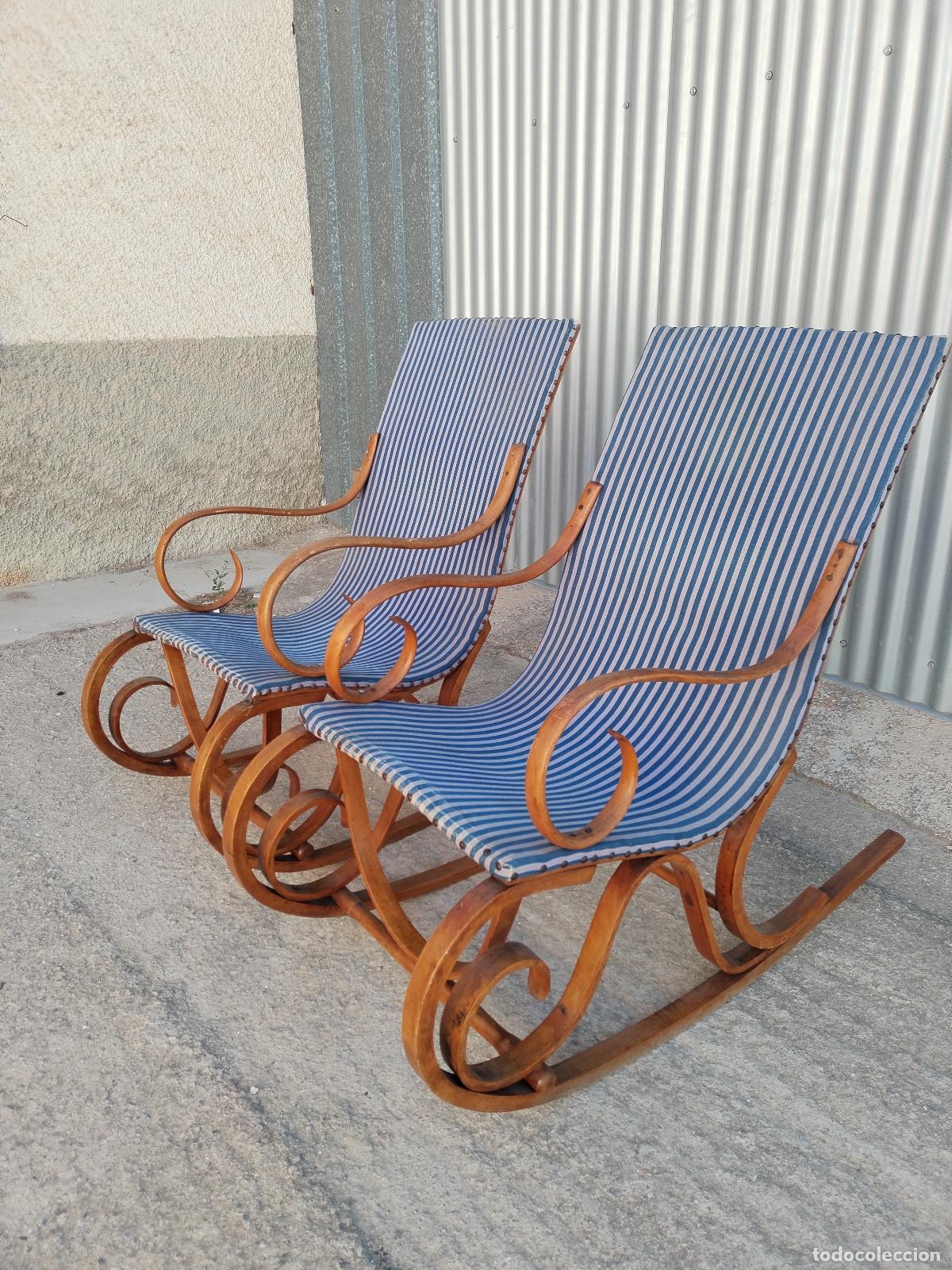 Antig&uuml;edades: pareja de mecedoras vintage - Foto 17