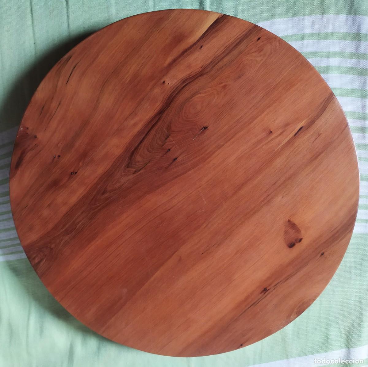Antig&uuml;edades: BANDEJA REDONDA MADERA CON TARACEA. 35 CM. - Foto 2