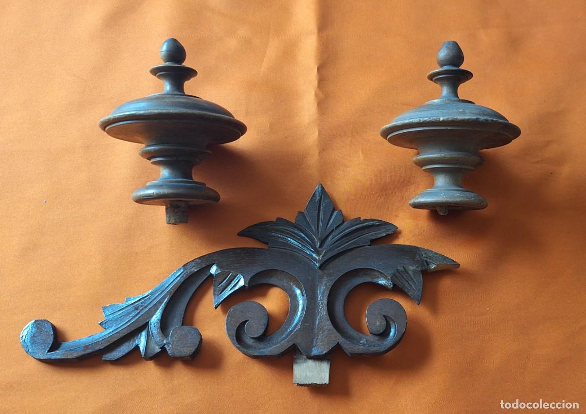 Antig&uuml;edades: Antiguo Copete - Remates de Madera para Mueble - Foto 30