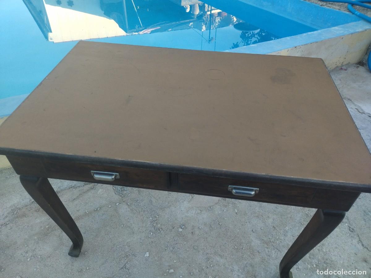 Antig&uuml;edades: Antigua mesa tocinera de madera de roble. 2 cajones. - Foto 4
