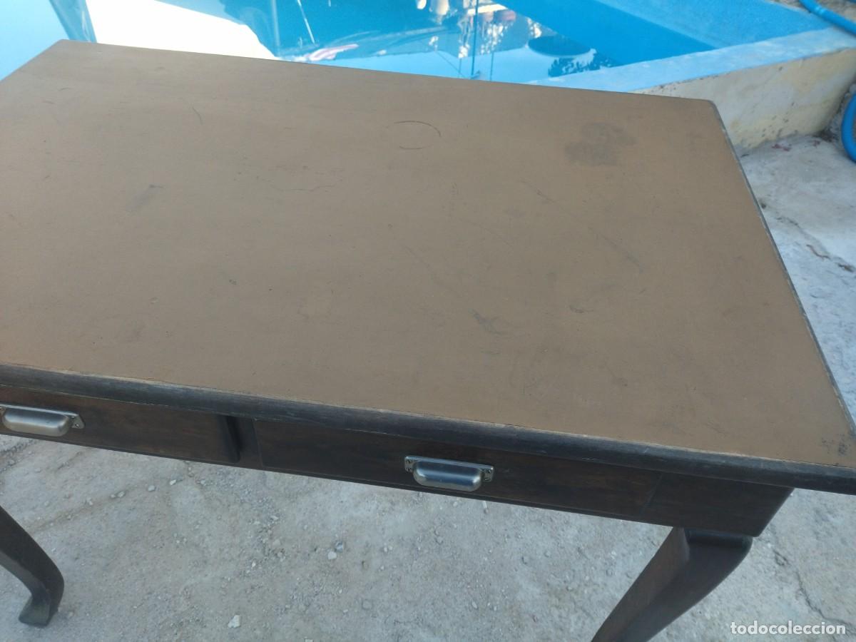 Antig&uuml;edades: Antigua mesa tocinera de madera de roble. 2 cajones. - Foto 5