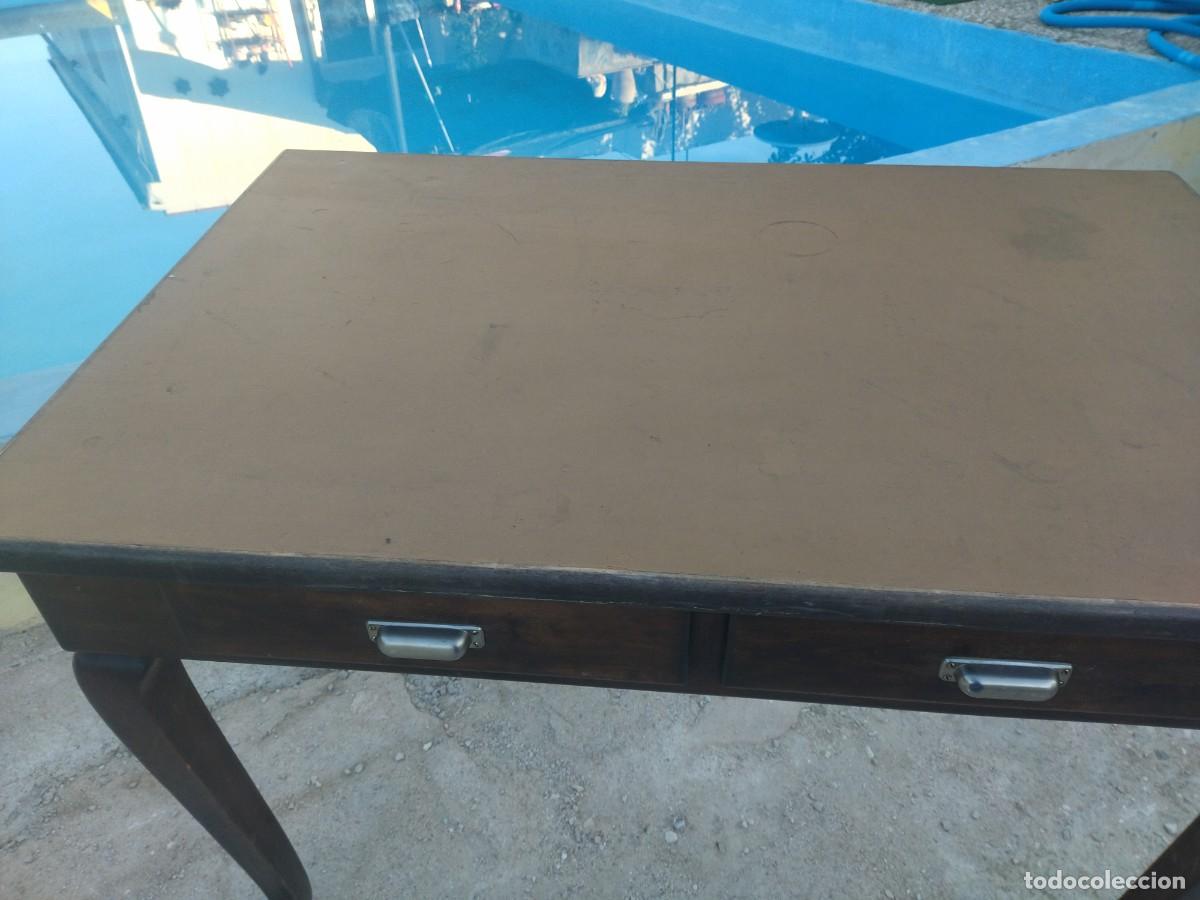 Antig&uuml;edades: Antigua mesa tocinera de madera de roble. 2 cajones. - Foto 6