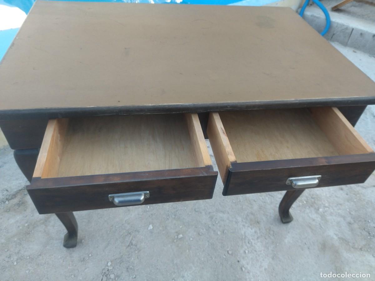 Antig&uuml;edades: Antigua mesa tocinera de madera de roble. 2 cajones. - Foto 8