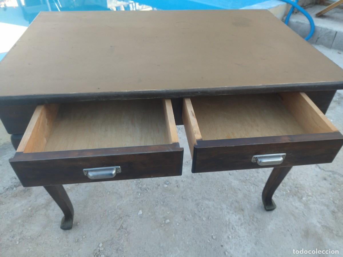 Antig&uuml;edades: Antigua mesa tocinera de madera de roble. 2 cajones. - Foto 9