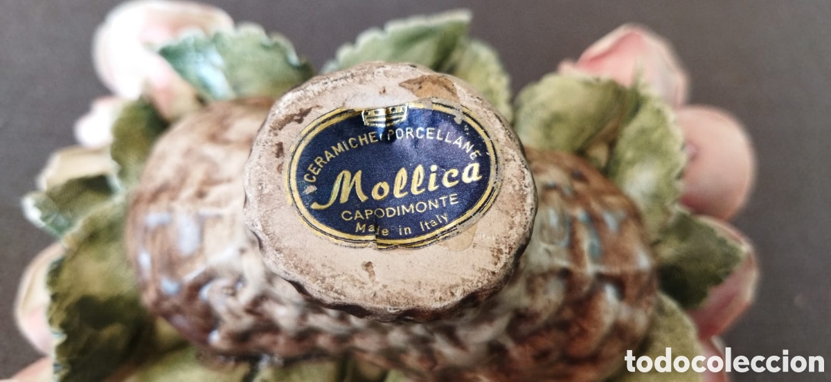 Antig&uuml;edades: CESTO DE ROSAS DE CER&Aacute;MICA CAPODIMONTE - Foto 6
