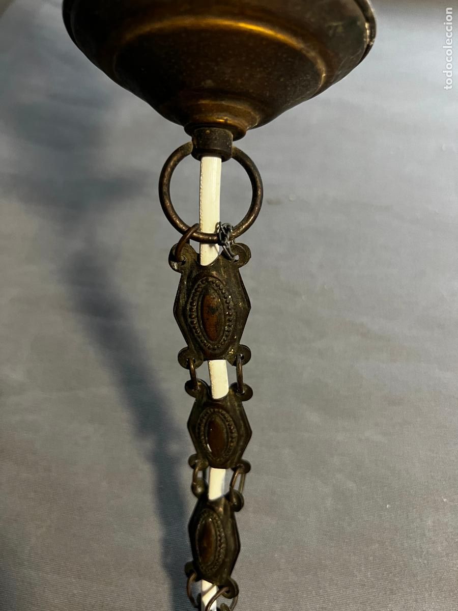 Antig&uuml;edades: L&aacute;mpara de techo Art Dec&oacute; , opalina hexagonal , 1925 aproximadamente , R212 - Foto 9