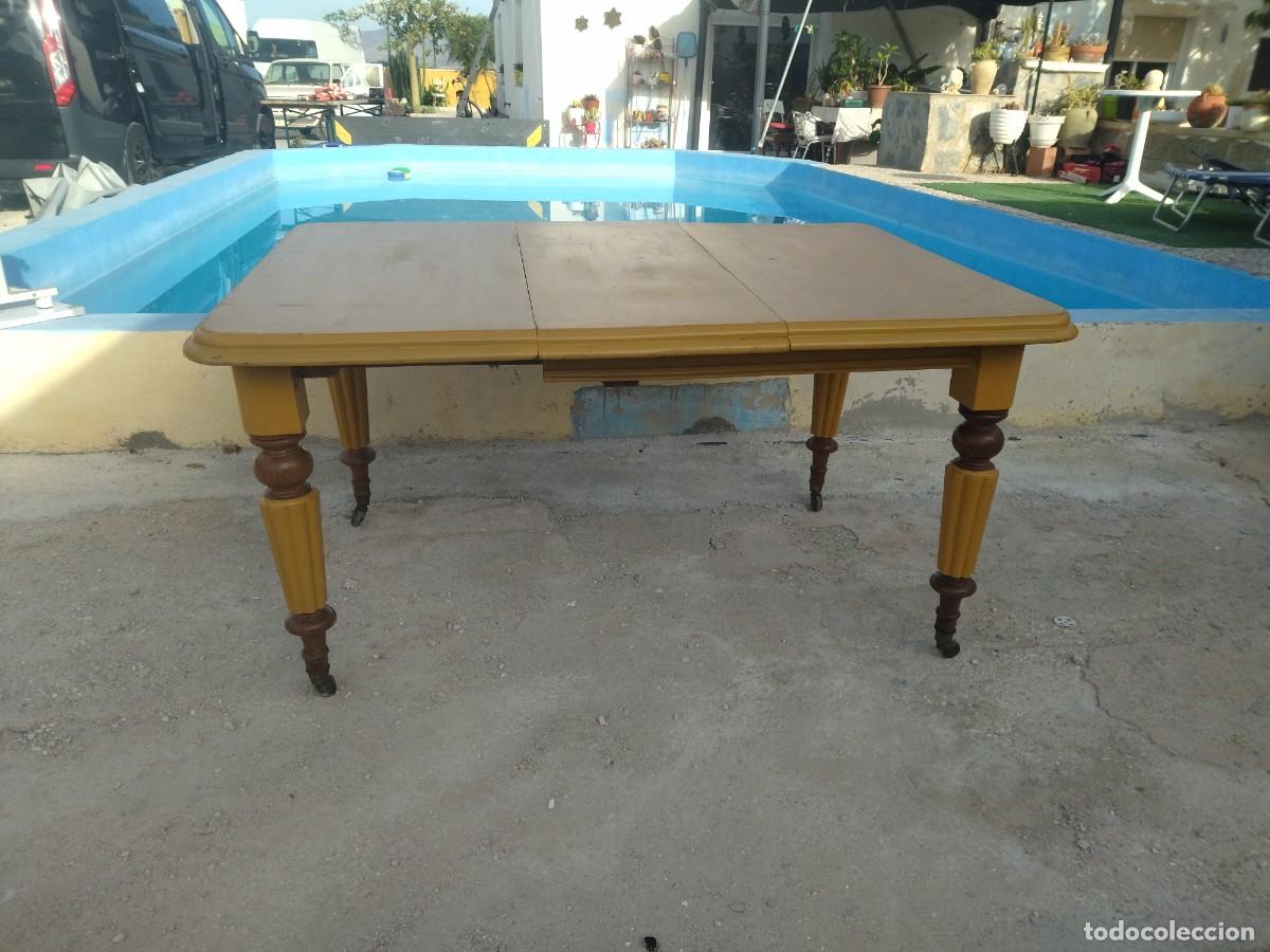 Antig&uuml;edades: Antigua mesa inglesa de manivela extensible. con ruedas - Foto 1