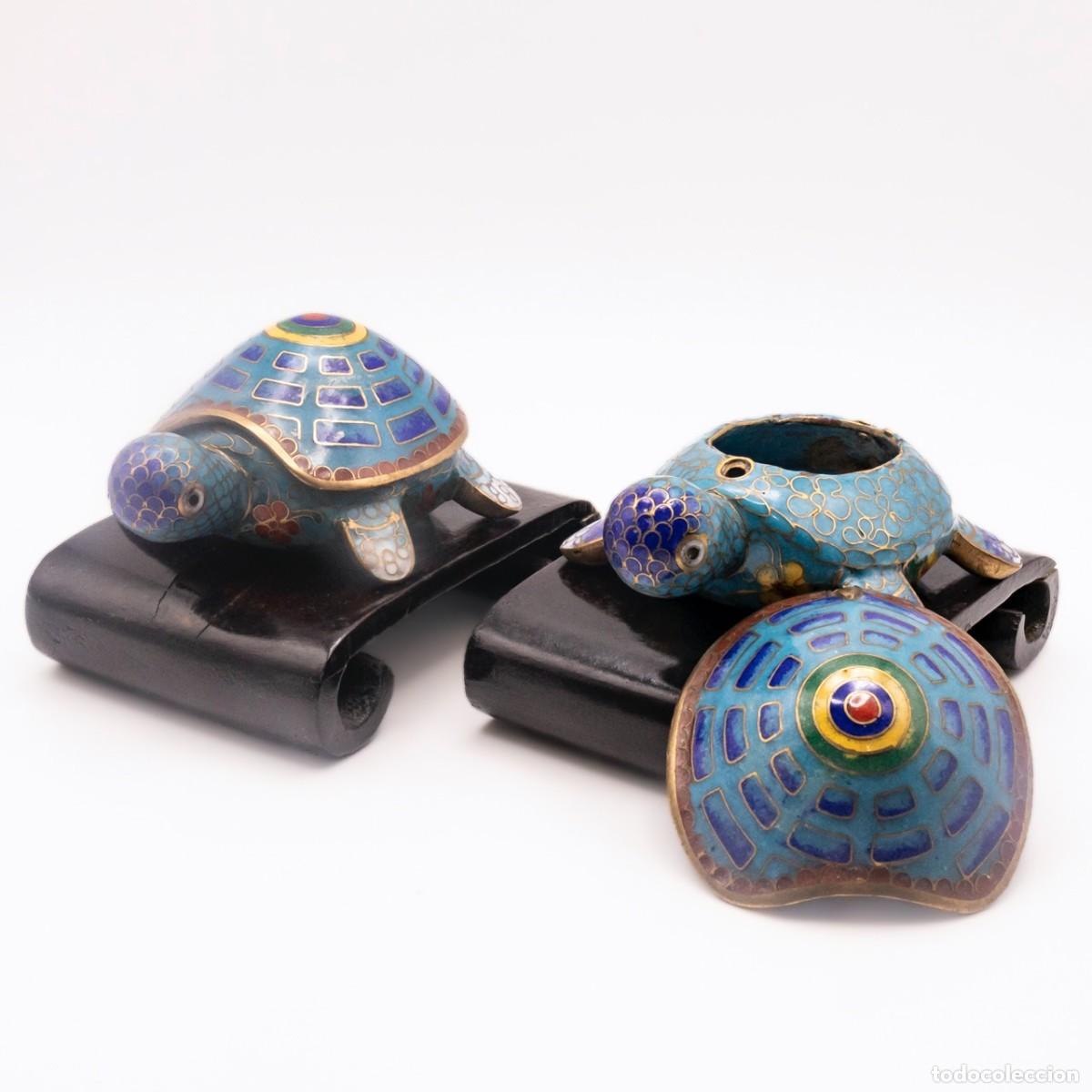 Antig&uuml;edades: Pareja Tortugas Cloisonn&eacute; - Foto 1