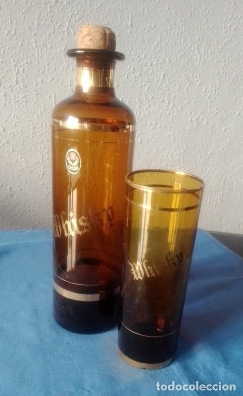 Antig&uuml;edades: juego whiscky botella y 5 vasos - Foto 2
