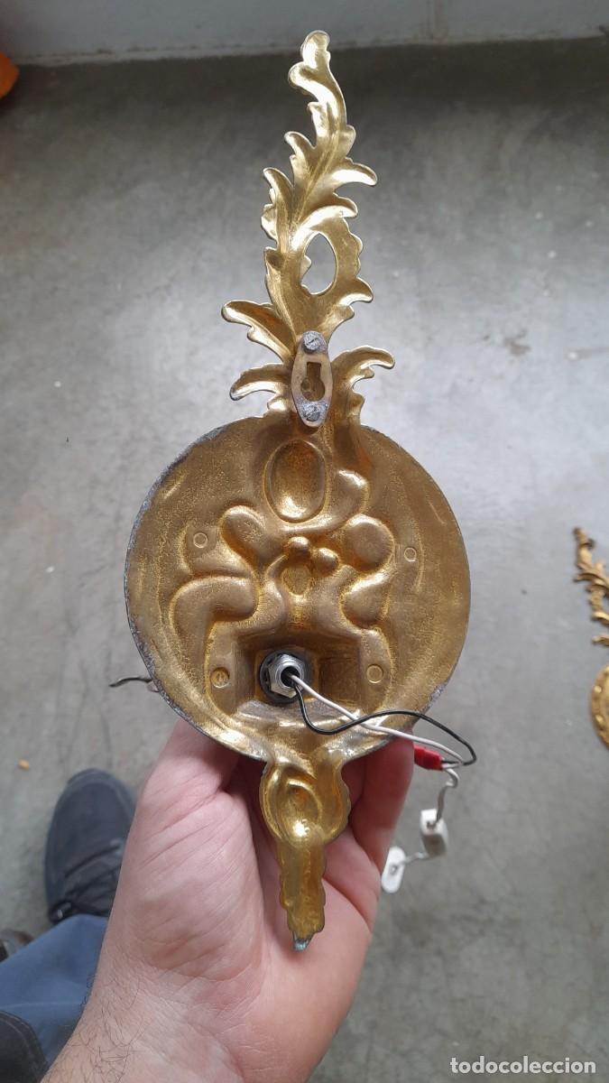 Antig&uuml;edades: 2 apliques l&aacute;mparas de bronce para pared - Foto 3