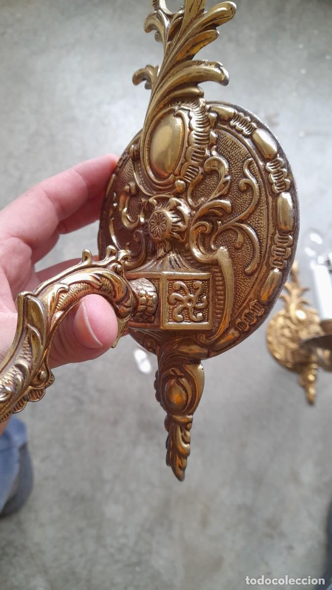 Antig&uuml;edades: 2 apliques l&aacute;mparas de bronce para pared - Foto 4