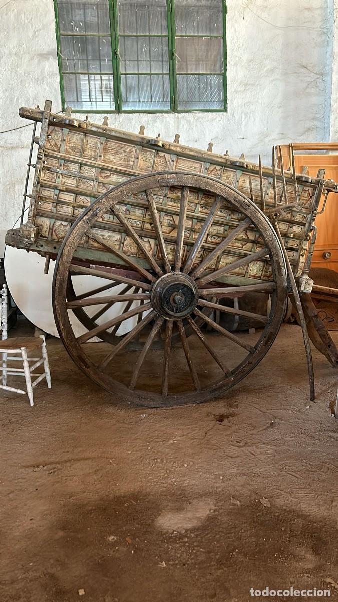 Oggetti Antichi: CARRO DE ROMERIAS Y FIESTAS EXTRAORDINARIO LATERALES PINTADOS A MANO ESCENAS COTIDIANAS VIDA CAMPEST