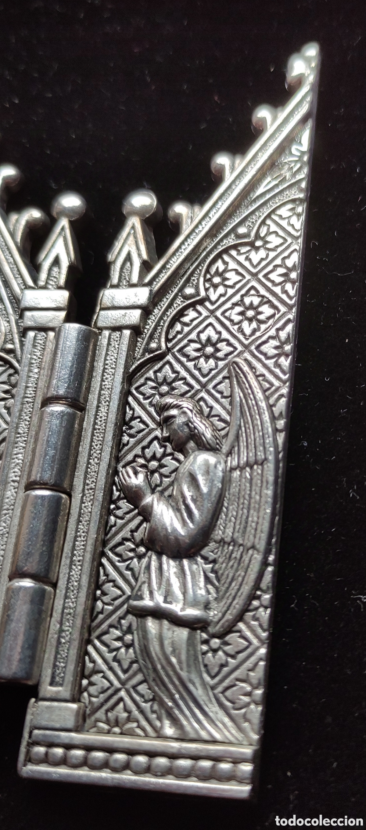 Antig&uuml;edades: Tr&iacute;ptico religioso,- metal plateado - Foto 4