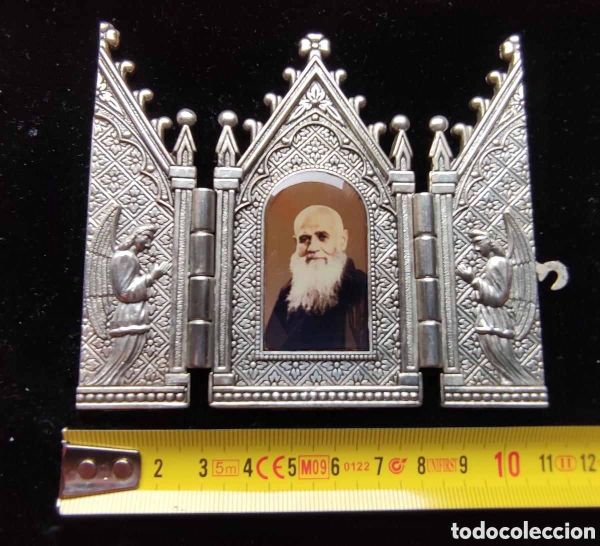 Antig&uuml;edades: Tr&iacute;ptico religioso,- metal plateado - Foto 8