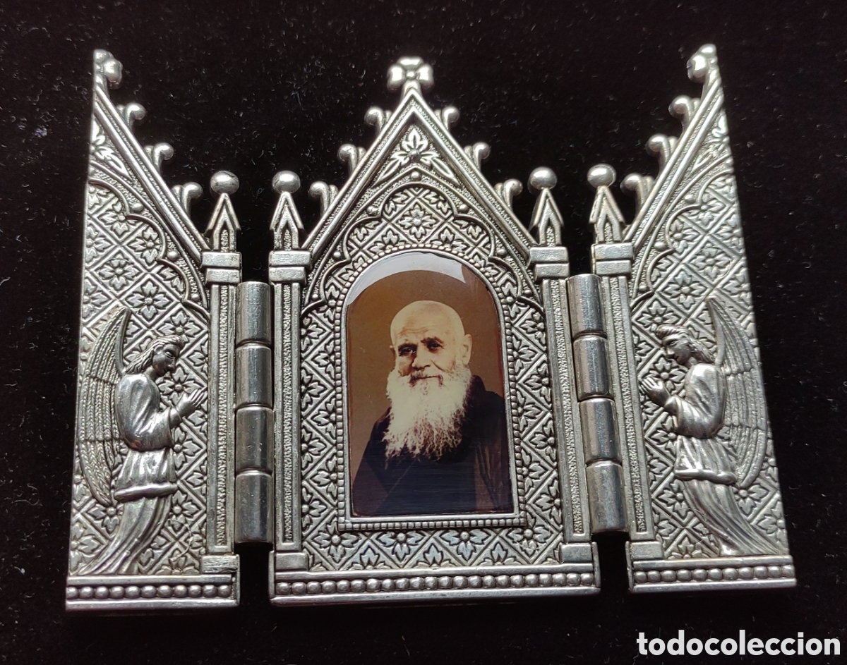 Antig&uuml;edades: Tr&iacute;ptico religioso,- metal plateado - Foto 1