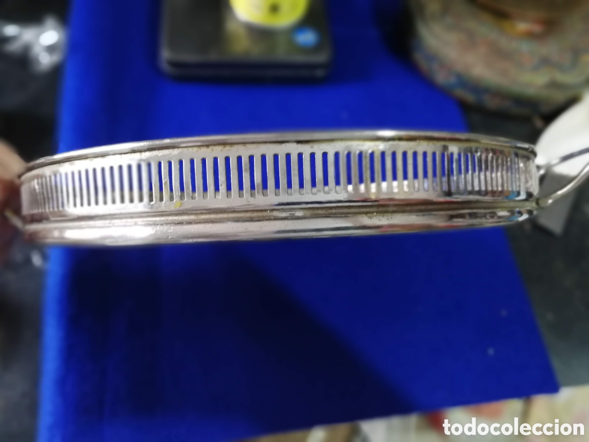 Antig&uuml;edades: BANDEJA DE SERVIR PLATEADA Y CERAMICA - Foto 5