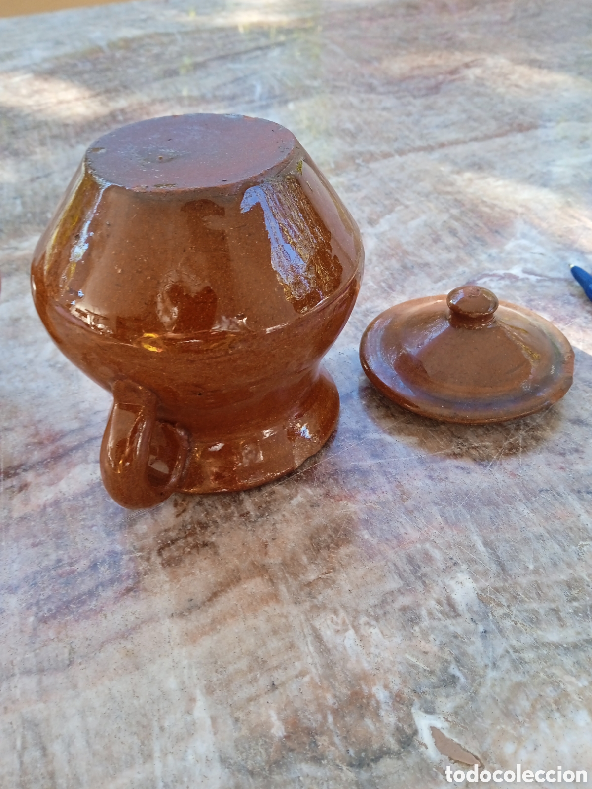 Antig&uuml;edades: Puchero y jarrita barro esmaltado - Foto 3