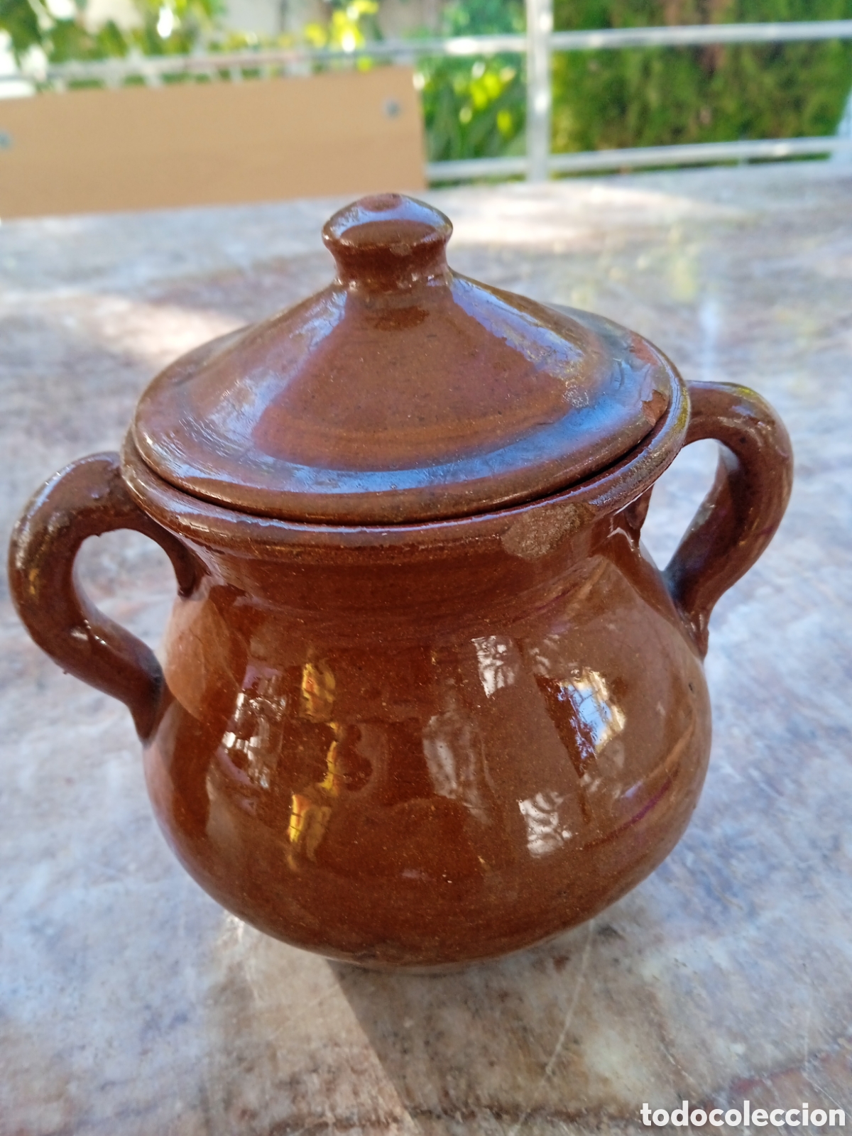 Antig&uuml;edades: Puchero y jarrita barro esmaltado - Foto 1