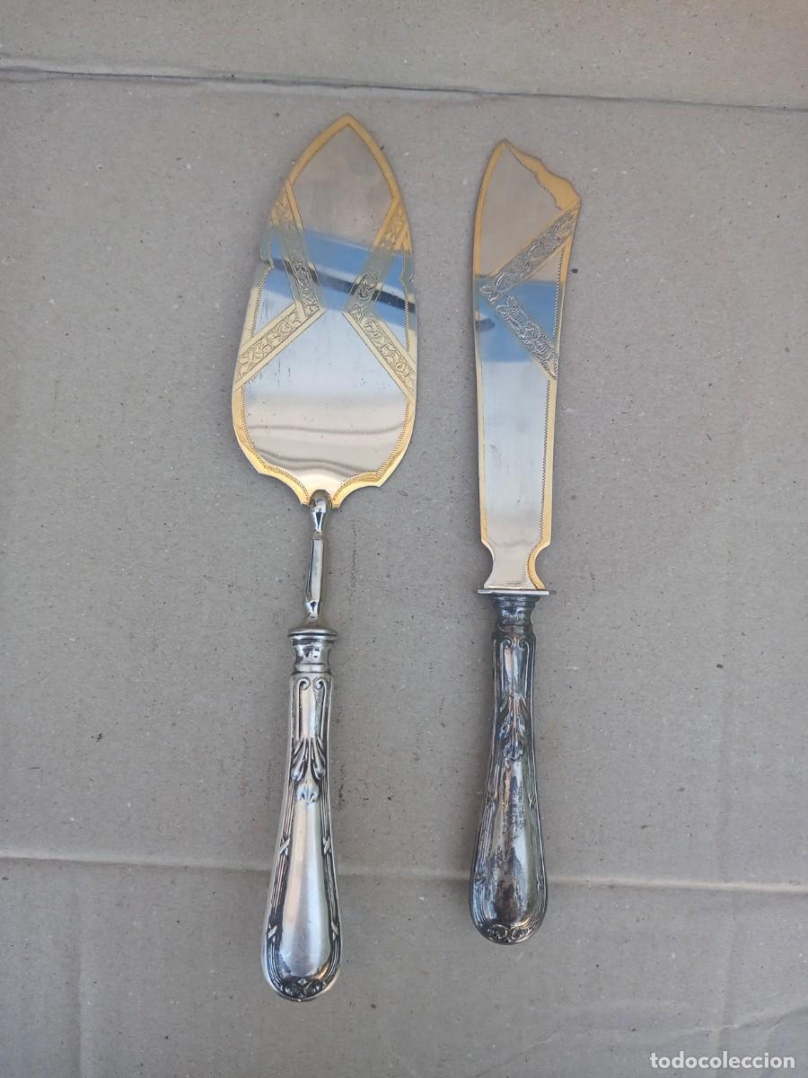 Antig&uuml;edades: BONITOS CUBIERTOS PARA SERVIR.MANGOS DE PLATA 925
