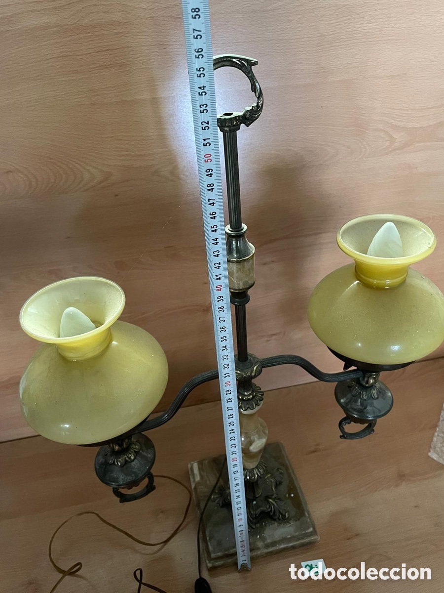 Antig&uuml;edades: Antigua l&aacute;mpara doble art - Foto 2