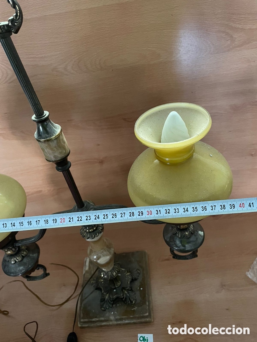 Antig&uuml;edades: Antigua l&aacute;mpara doble art - Foto 3