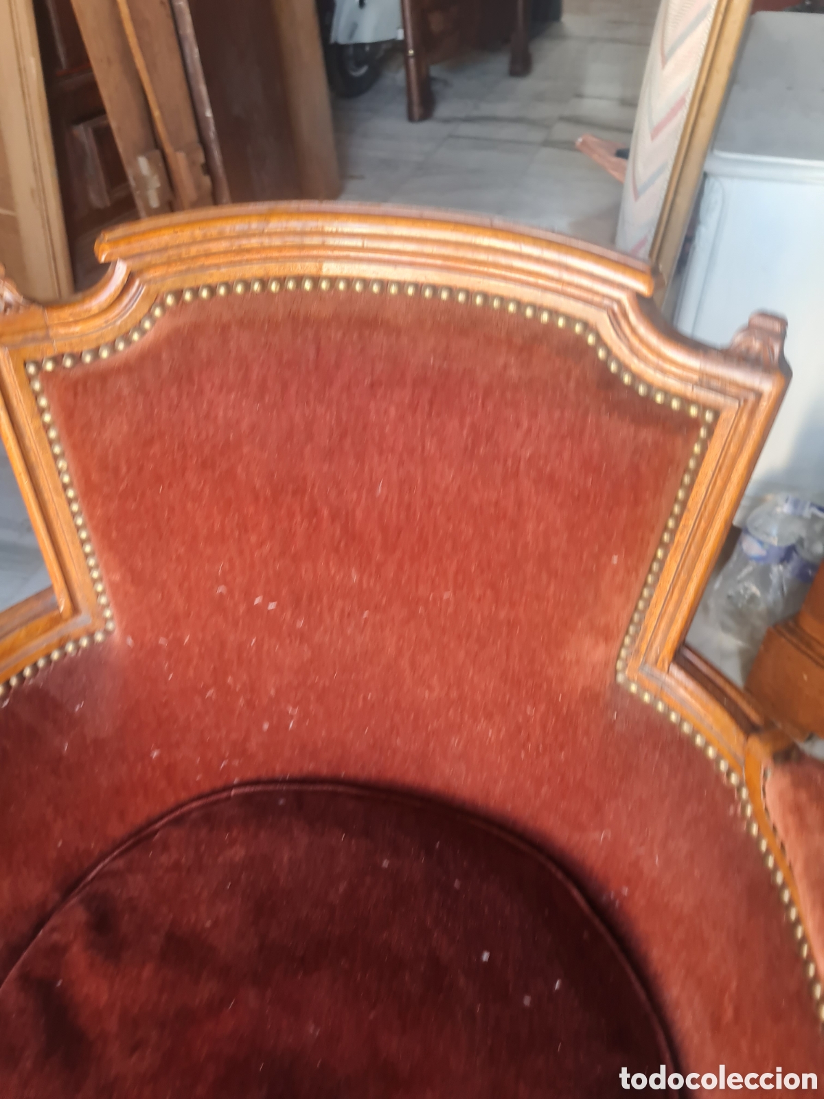 Antig&uuml;edades: Sill&oacute;n en terciopelo de los a&ntilde;os 40 - Foto 2