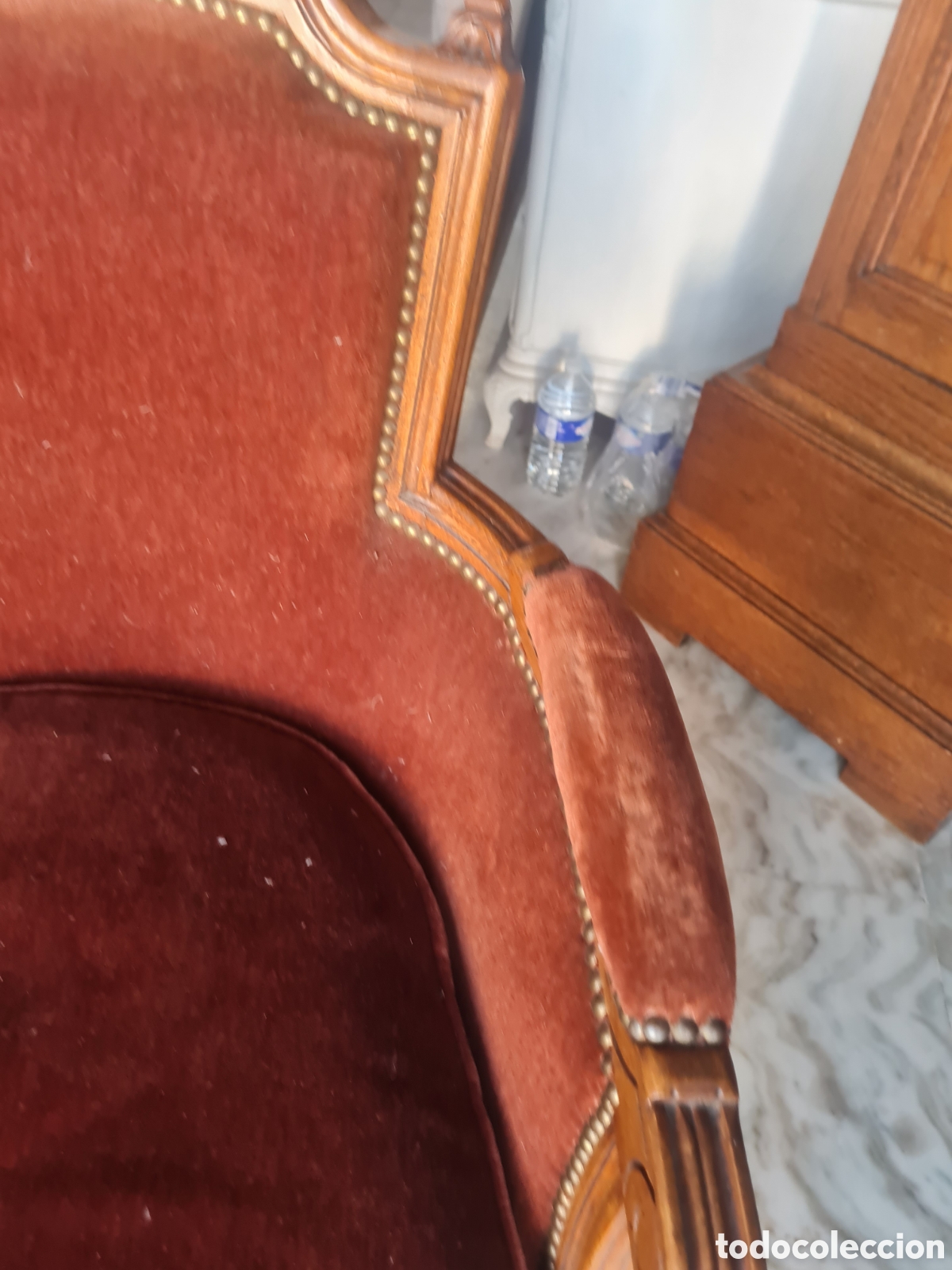 Antig&uuml;edades: Sill&oacute;n en terciopelo de los a&ntilde;os 40 - Foto 3
