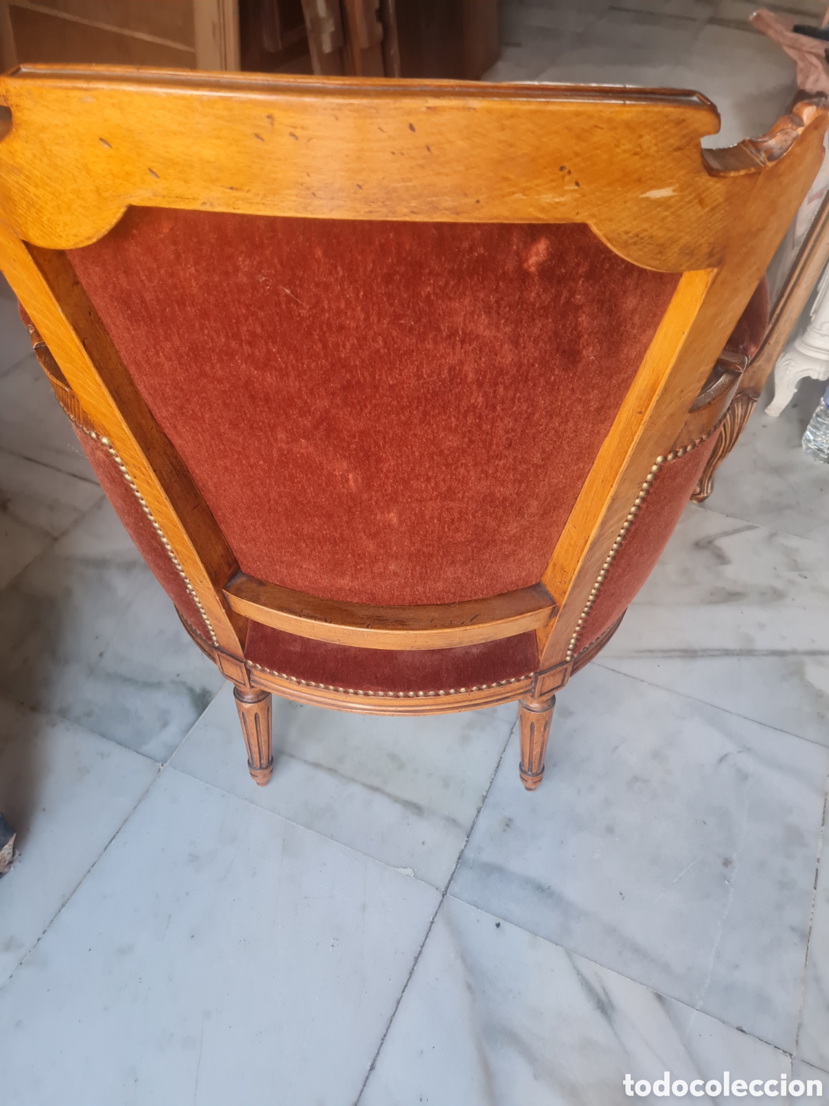 Antig&uuml;edades: Sill&oacute;n en terciopelo de los a&ntilde;os 40 - Foto 4
