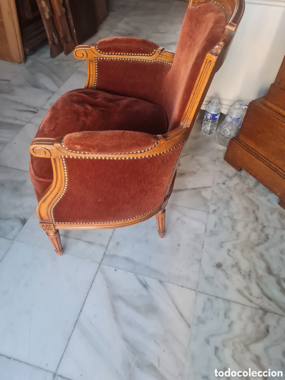 Antig&uuml;edades: Sill&oacute;n en terciopelo de los a&ntilde;os 40 - Foto 1