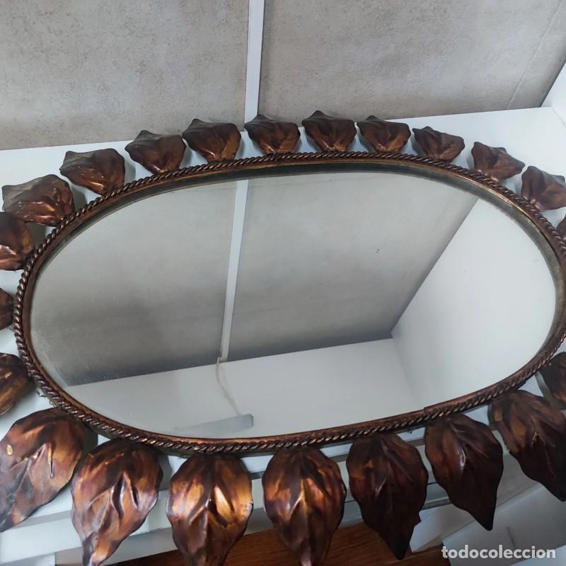 Antig&uuml;edades: espejo tipo sol ovalado metalico - Foto 2