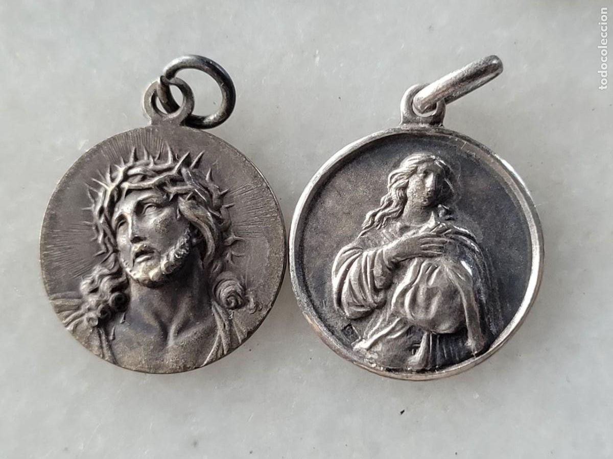 Antig&uuml;edades: 7 MEDALLITAS PLATEADAS RELIGIOSAS - Foto 3